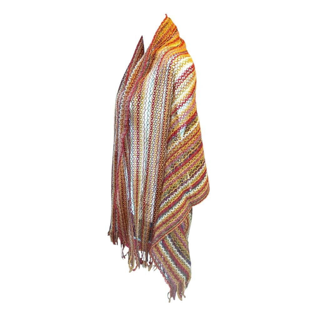 Missoni Multicolor Knit Scarf Wool Blend Fringe Striped Italy Designer Luxury - Picture 3 of 11